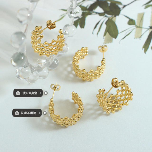 18KG stainless steel earrings open hoop earrings