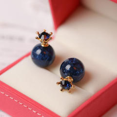 Korean fashion classic navy beads studs earrings