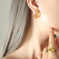 Hollow out chain stainless steel earrings open hoop earrings