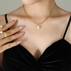 Y2K water pearl pendant stainless steel necklace
