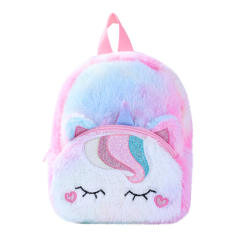 Cute fluffy unicorn design baby girl backpack