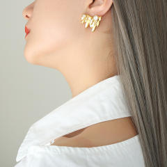 INS unique design real gold plated studs earrings