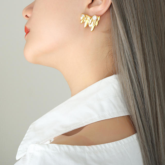 INS unique design real gold plated studs earrings
