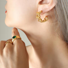 Hollow out chain stainless steel earrings open hoop earrings