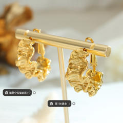 Ins geometric fold design stainless steel earrings open hoop earrings