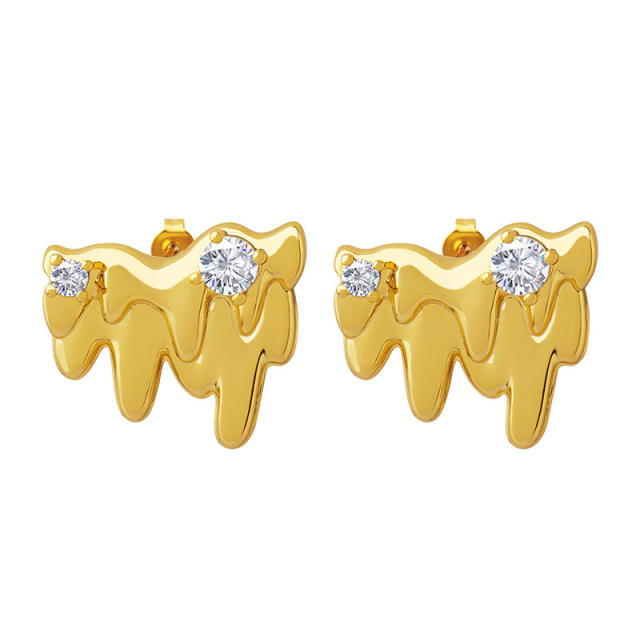 INS unique design real gold plated studs earrings