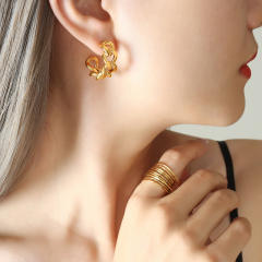Hollow out chain stainless steel earrings open hoop earrings