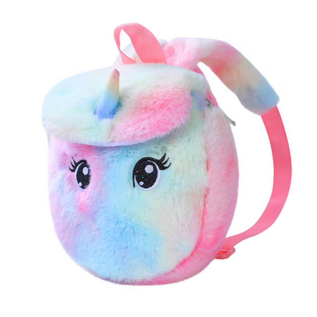 Cute fluffy unicorn design baby girl backpack