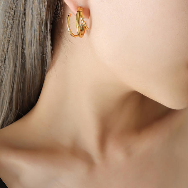 INS simple design open hoop earrings stainless steel earrings