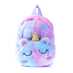 Cute fluffy unicorn design baby girl backpack