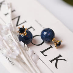 Korean fashion classic navy beads studs earrings