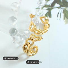 Hollow out chain stainless steel earrings open hoop earrings