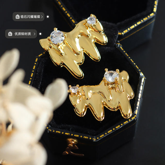 INS unique design real gold plated studs earrings