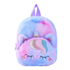 Cute fluffy unicorn design baby girl backpack