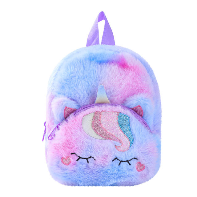 Cute fluffy unicorn design baby girl backpack