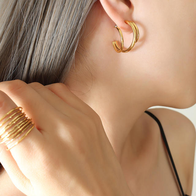 INS simple design open hoop earrings stainless steel earrings