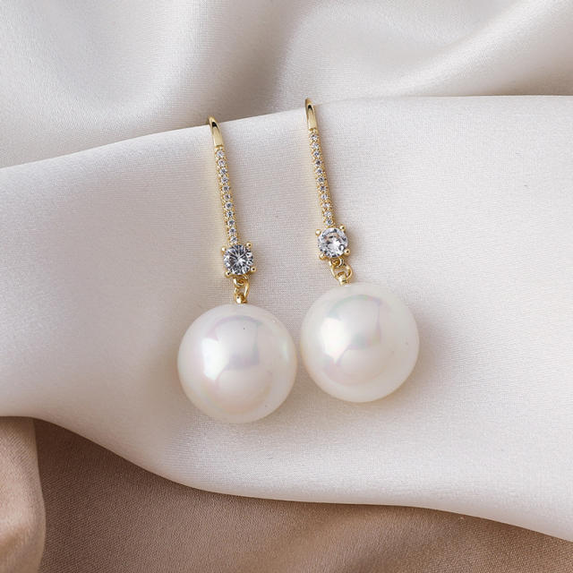 Korean fashion rhinestone pearl ear hook earrings