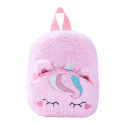 Cute fluffy unicorn design baby girl backpack