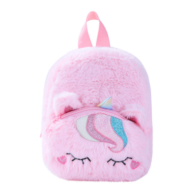 Cute fluffy unicorn design baby girl backpack