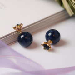 Korean fashion classic navy beads studs earrings