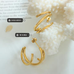INS simple design open hoop earrings stainless steel earrings