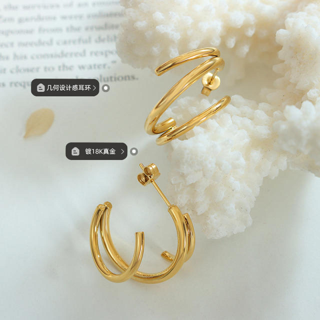 INS simple design open hoop earrings stainless steel earrings