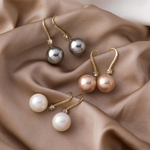 Korean fashion rhinestone pearl ear hook earrings