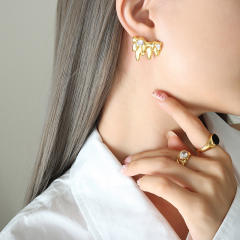 INS unique design real gold plated studs earrings