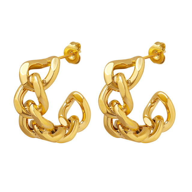 Hollow out chain stainless steel earrings open hoop earrings