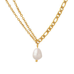 Y2K water pearl pendant stainless steel necklace