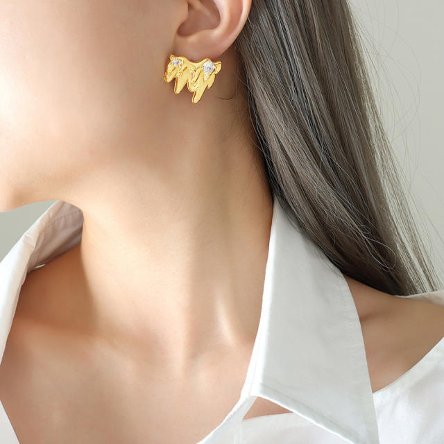 INS unique design real gold plated studs earrings