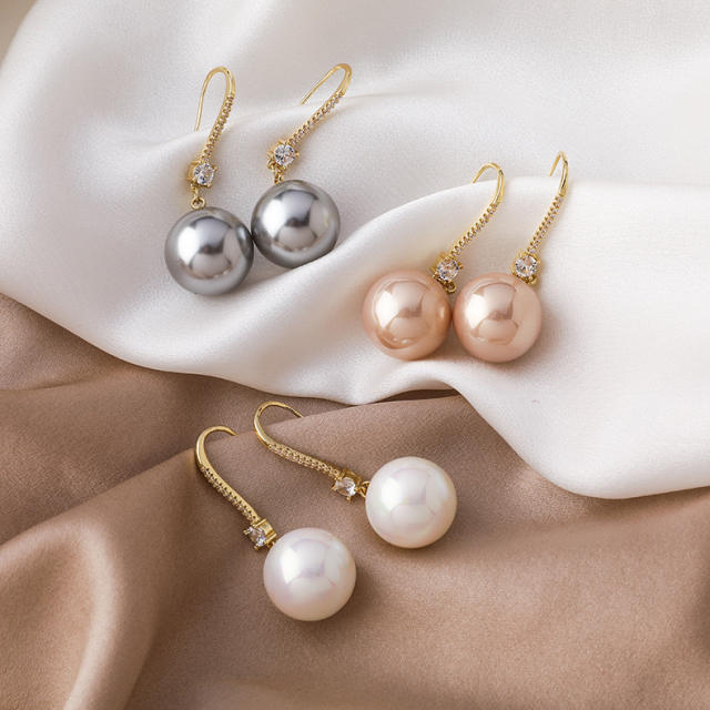 Korean fashion rhinestone pearl ear hook earrings