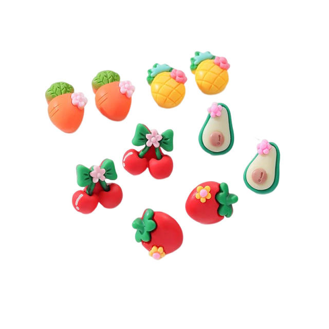 Cute resin fruit series holiday studs earrings