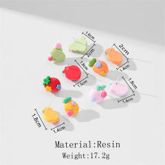 Cute resin fruit series holiday studs earrings