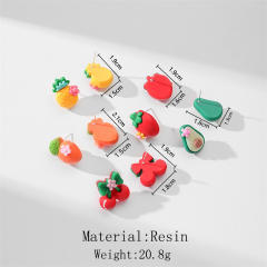 Cute resin fruit series holiday studs earrings