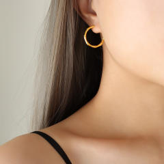 18K bamboo earrings hoop stainless steel earrings