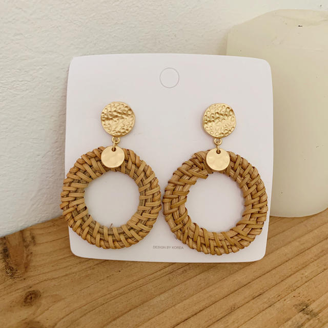 Wish hot sale boho holiday trend braid circle earrings