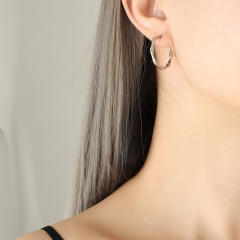 18K bamboo earrings hoop stainless steel earrings