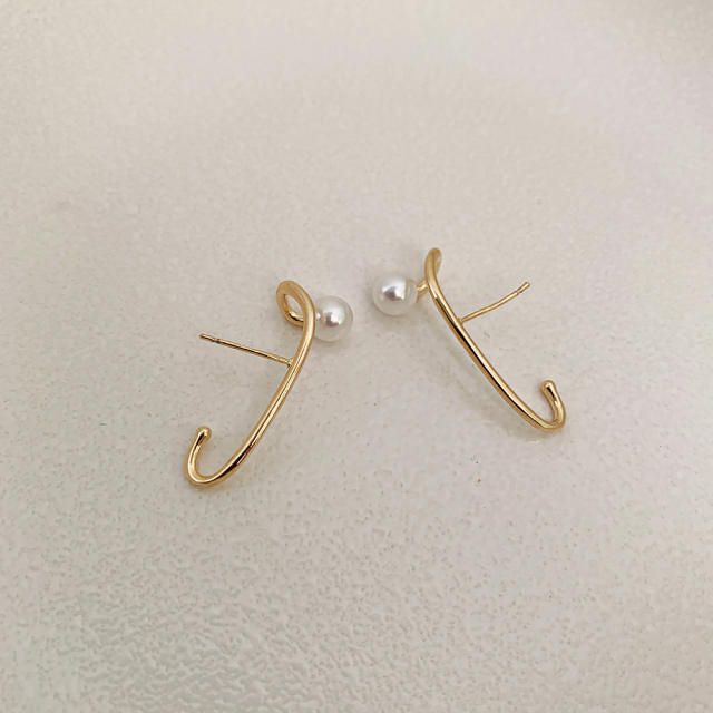 Korean fashion super simple pearl earrings