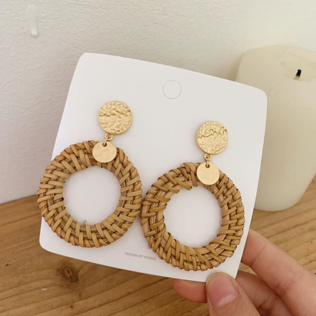 Wish hot sale boho holiday trend braid circle earrings