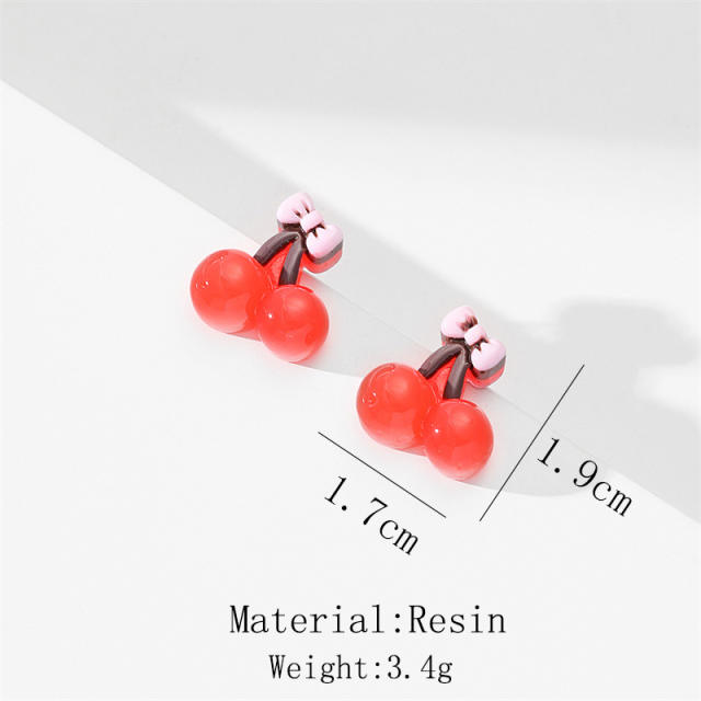 Cute resin fruit series holiday studs earrings