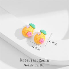 Cute resin fruit series holiday studs earrings