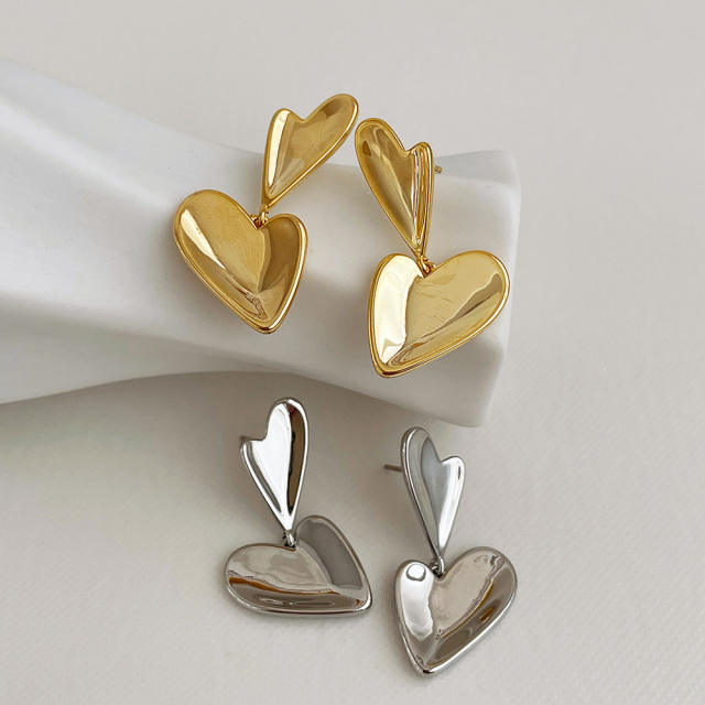 Real gold plated korean fashion heart earrings