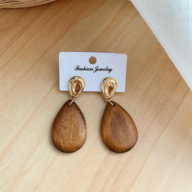 Geometric natural trend wood earrings