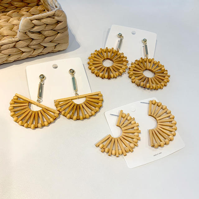 Holiday trend wood material earrings