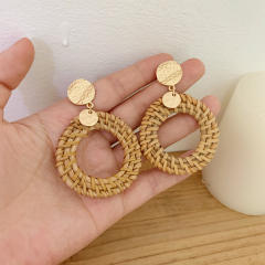 Wish hot sale boho holiday trend braid circle earrings