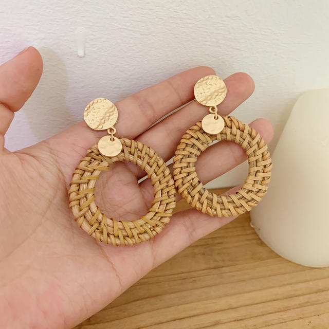 Wish hot sale boho holiday trend braid circle earrings