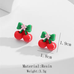 Cute resin fruit series holiday studs earrings