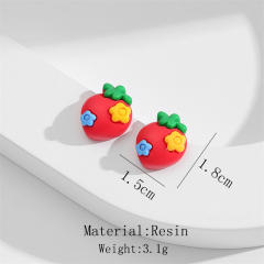 Cute resin fruit series holiday studs earrings