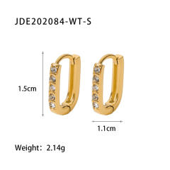 18K color cubic zircon setting stainless steel earrings hoop earrings